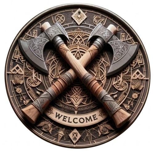 Viking axes valhalla welcome - axes,